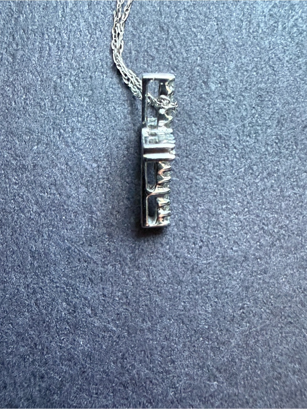 Solid 14kt White Gold and Natural Pavé Diamond Cross Necklace. 18-inch - Picture 5 of 7